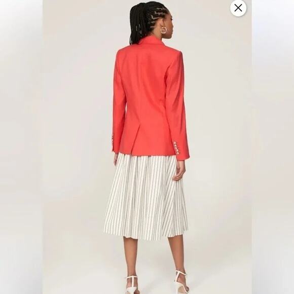 Veronica Beard Sedgwick Dickey Coral Red Linen Blend Blazer Jacket - Size 6 - Picture 4 of 4